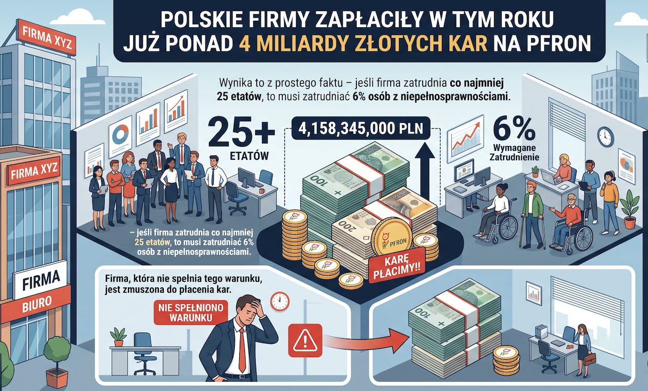 Polskie firmy zapłaciły w tym roku już ponad 4 miliardy złotych kar na PFRON